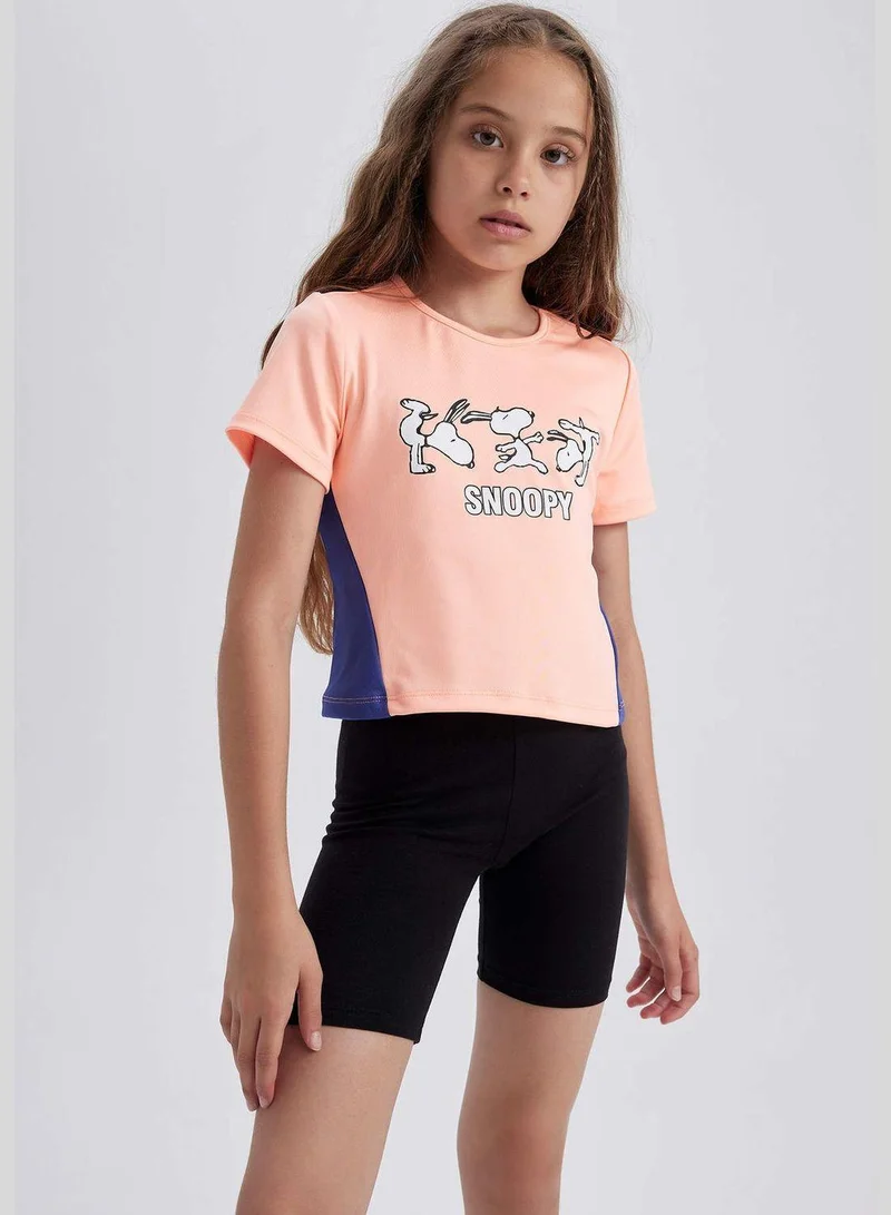 DeFacto Girl Snoopy Licenced Regular Fit Knitted Short Sleeve Body